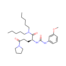 CCCCCN(CCCCC)C(=O)[C@H](CCC(=O)N1CCCC1)NC(=O)Nc1cccc(OC)c1 ZINC000027654448