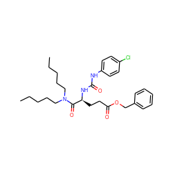 CCCCCN(CCCCC)C(=O)[C@H](CCC(=O)OCc1ccccc1)NC(=O)Nc1ccc(Cl)cc1 ZINC000003780008