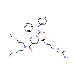 CCCCCN(CCCCC)C(=O)[C@H]1CCN(C(=O)N(c2ccccc2)c2ccccc2)[C@H](C(=O)NCCNCC(N)=O)C1 ZINC000027654121