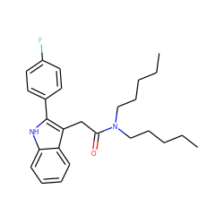 CCCCCN(CCCCC)C(=O)Cc1c(-c2ccc(F)cc2)[nH]c2ccccc12 ZINC000013833108