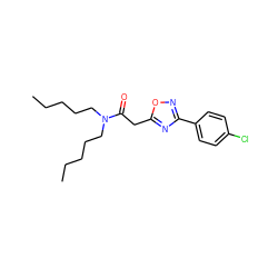 CCCCCN(CCCCC)C(=O)Cc1nc(-c2ccc(Cl)cc2)no1 ZINC000072119735