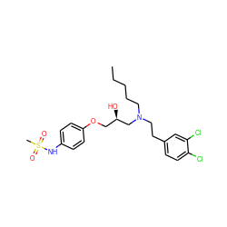 CCCCCN(CCc1ccc(Cl)c(Cl)c1)C[C@H](O)COc1ccc(NS(C)(=O)=O)cc1 ZINC000040955637