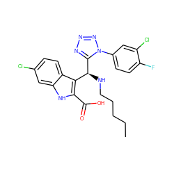 CCCCCN[C@@H](c1c(C(=O)O)[nH]c2cc(Cl)ccc12)c1nnnn1-c1ccc(F)c(Cl)c1 ZINC001772652819
