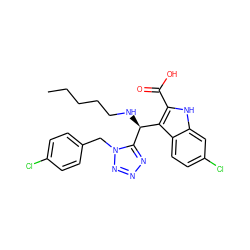 CCCCCN[C@@H](c1c(C(=O)O)[nH]c2cc(Cl)ccc12)c1nnnn1Cc1ccc(Cl)cc1 ZINC001772652554