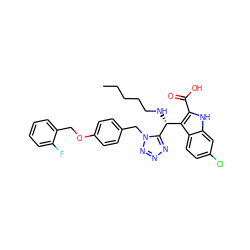 CCCCCN[C@H](c1c(C(=O)O)[nH]c2cc(Cl)ccc12)c1nnnn1Cc1ccc(OCc2ccccc2F)cc1 ZINC001772588601