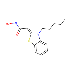 CCCCCN1/C(=C/C(=O)NO)Sc2ccccc21 ZINC000013553215