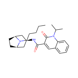 CCCCCN1[C@H]2CC[C@@H]1C[C@H](NC(=O)c1cc3ccccc3n(C(C)C)c1=O)C2 ZINC000101800761