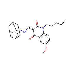 CCCCCN1C(=O)/C(=C/NC23CC4CC(CC(C4)C2)C3)C(=O)c2cc(OC)ccc21 ZINC000474609120