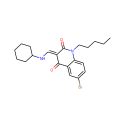 CCCCCN1C(=O)/C(=C/NC2CCCCC2)C(=O)c2cc(Br)ccc21 ZINC000473108561