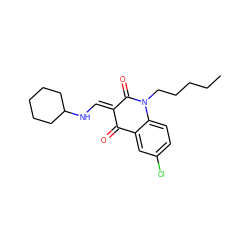 CCCCCN1C(=O)/C(=C/NC2CCCCC2)C(=O)c2cc(Cl)ccc21 ZINC000473109501