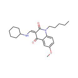 CCCCCN1C(=O)/C(=C/NC2CCCCC2)C(=O)c2cc(OC)ccc21 ZINC000473099115