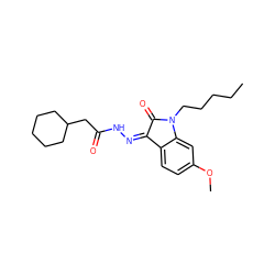 CCCCCN1C(=O)/C(=N\NC(=O)CC2CCCCC2)c2ccc(OC)cc21 ZINC000040974531