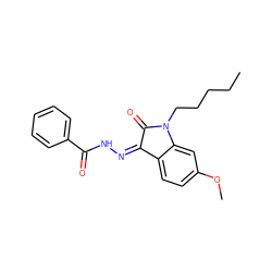 CCCCCN1C(=O)/C(=N\NC(=O)c2ccccc2)c2ccc(OC)cc21 ZINC000040424502