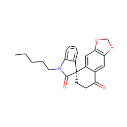 CCCCCN1C(=O)[C@@]2(CCC(=O)c3cc4c(cc32)OCO4)c2ccccc21 ZINC000071334042