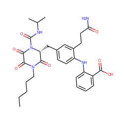 CCCCCN1C(=O)C(=O)N(C(=O)NC(C)C)[C@H](Cc2ccc(Nc3ccccc3C(=O)O)c(CCC(N)=O)c2)C1=O ZINC000042966934