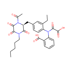 CCCCCN1C(=O)C(=O)N(C(C)=O)[C@@H](Cc2ccc(N(C(=O)C(=O)O)c3ccccc3C(=O)O)c(CC)c2)C1=O ZINC000043013464