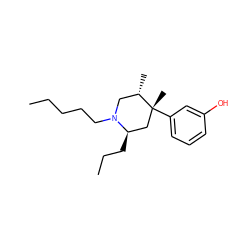 CCCCCN1C[C@H](C)[C@](C)(c2cccc(O)c2)C[C@H]1CCC ZINC000028568017