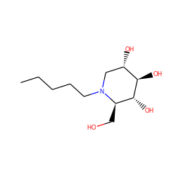 CCCCCN1C[C@H](O)[C@@H](O)[C@H](O)[C@H]1CO ZINC000003799253