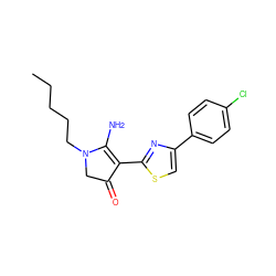 CCCCCN1CC(=O)C(c2nc(-c3ccc(Cl)cc3)cs2)=C1N ZINC000003187274