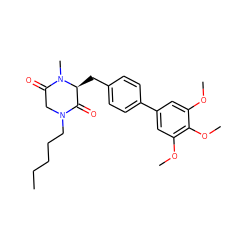 CCCCCN1CC(=O)N(C)[C@@H](Cc2ccc(-c3cc(OC)c(OC)c(OC)c3)cc2)C1=O ZINC000029415493