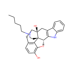 CCCCCN1CC[C@]23c4c5ccc(O)c4O[C@H]2c2[nH]c4ccccc4c2C[C@@]3(O)[C@H]1C5 ZINC000013862656