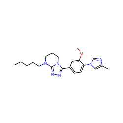 CCCCCN1CCCn2c(-c3ccc(-n4cnc(C)c4)c(OC)c3)nnc21 ZINC000066111532