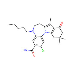 CCCCCN1CCc2c(C)c3c(n2-c2cc(Cl)c(C(N)=O)cc21)CC(C)(C)CC3=O ZINC000299871421