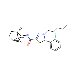 CCCCCN1N=C(C(=O)N[C@H]2C[C@H]3CC[C@]2(C)C3(C)C)C[C@H]1c1ccccc1F ZINC000043203458