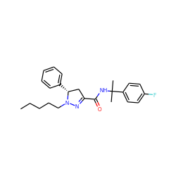 CCCCCN1N=C(C(=O)NC(C)(C)c2ccc(F)cc2)C[C@H]1c1ccccc1 ZINC000043203456