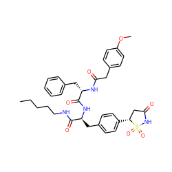 CCCCCNC(=O)[C@H](Cc1ccc([C@@H]2CC(=O)NS2(=O)=O)cc1)NC(=O)[C@H](Cc1ccccc1)NC(=O)Cc1ccc(OC)cc1 ZINC000072132807