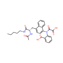 CCCCCNC(=O)[C@H](Cc1ccc(N(C(=O)C(=O)O)c2ccccc2C(=O)O)c2ccccc12)NC(C)=O ZINC000014880083