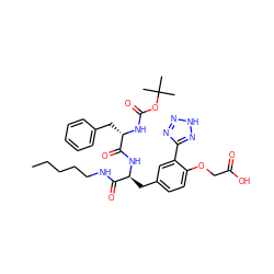 CCCCCNC(=O)[C@H](Cc1ccc(OCC(=O)O)c(-c2nn[nH]n2)c1)NC(=O)[C@H](Cc1ccccc1)NC(=O)OC(C)(C)C ZINC000029474940