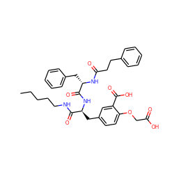 CCCCCNC(=O)[C@H](Cc1ccc(OCC(=O)O)c(C(=O)O)c1)NC(=O)[C@H](Cc1ccccc1)NC(=O)CCc1ccccc1 ZINC000028111083