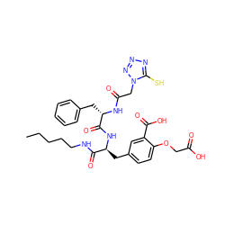 CCCCCNC(=O)[C@H](Cc1ccc(OCC(=O)O)c(C(=O)O)c1)NC(=O)[C@H](Cc1ccccc1)NC(=O)Cn1nnnc1S ZINC000028087406