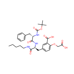 CCCCCNC(=O)[C@H](Cc1ccc(OCC(=O)O)c(C(=O)O)c1)NC(=O)[C@H](Cc1ccccc1)NC(=O)OC(C)(C)C ZINC000015615216