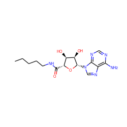 CCCCCNC(=O)[C@H]1O[C@@H](n2cnc3c(N)ncnc32)[C@H](O)[C@@H]1O ZINC000013861511