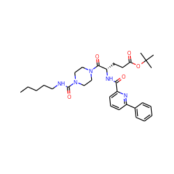 CCCCCNC(=O)N1CCN(C(=O)[C@H](CCC(=O)OC(C)(C)C)NC(=O)c2cccc(-c3ccccc3)n2)CC1 ZINC000049767409