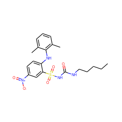 CCCCCNC(=O)NS(=O)(=O)c1cc([N+](=O)[O-])ccc1Nc1c(C)cccc1C ZINC000035827478