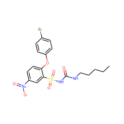 CCCCCNC(=O)NS(=O)(=O)c1cc([N+](=O)[O-])ccc1Oc1ccc(Br)cc1 ZINC000028710469