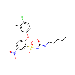 CCCCCNC(=O)NS(=O)(=O)c1cc([N+](=O)[O-])ccc1Oc1ccc(Cl)c(C)c1 ZINC000028710514