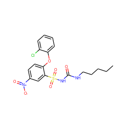 CCCCCNC(=O)NS(=O)(=O)c1cc([N+](=O)[O-])ccc1Oc1ccccc1Cl ZINC000028710473