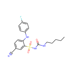 CCCCCNC(=O)NS(=O)(=O)c1cc(C#N)ccc1Nc1ccc(F)cc1 ZINC000096272681