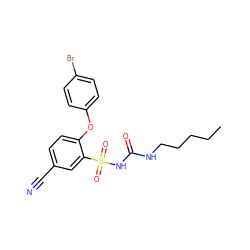 CCCCCNC(=O)NS(=O)(=O)c1cc(C#N)ccc1Oc1ccc(Br)cc1 ZINC000096272687