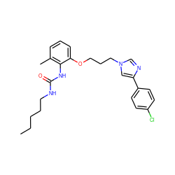 CCCCCNC(=O)Nc1c(C)cccc1OCCCn1cnc(-c2ccc(Cl)cc2)c1 ZINC000013827766