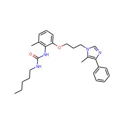 CCCCCNC(=O)Nc1c(C)cccc1OCCCn1cnc(-c2ccccc2)c1C ZINC000013827642