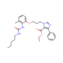 CCCCCNC(=O)Nc1c(C)cccc1OCCCn1cnc(-c2ccccc2)c1C(=O)OCC ZINC000013827800