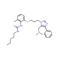 CCCCCNC(=O)Nc1c(C)cccc1OCCCn1cnc(-c2ccccc2)c1CN(C)C ZINC000013827788