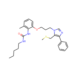 CCCCCNC(=O)Nc1c(C)cccc1OCCCn1cnc(-c2ccccc2)c1CSC ZINC000013827794