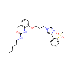 CCCCCNC(=O)Nc1c(C)cccc1OCCCn1cnc(-c2ccccc2S(C)(=O)=O)c1 ZINC000013827751