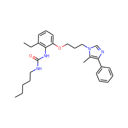 CCCCCNC(=O)Nc1c(CC)cccc1OCCCn1cnc(-c2ccccc2)c1C ZINC000013827667